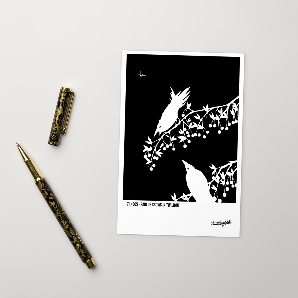 Pair of Crows in Twilight - Postcard Print