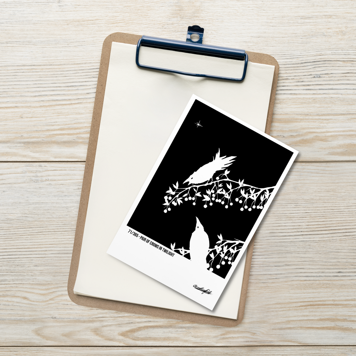 Pair of Crows in Twilight - Postcard Print